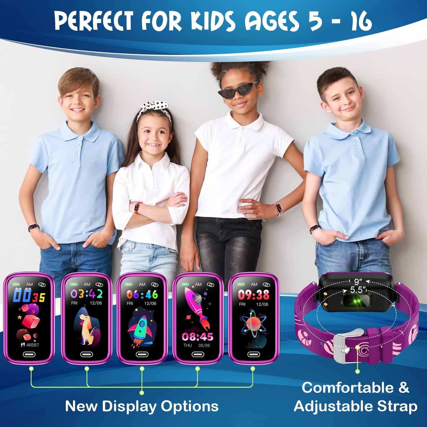 Kids Fitness Tracker for Age 5-16 (Purple)