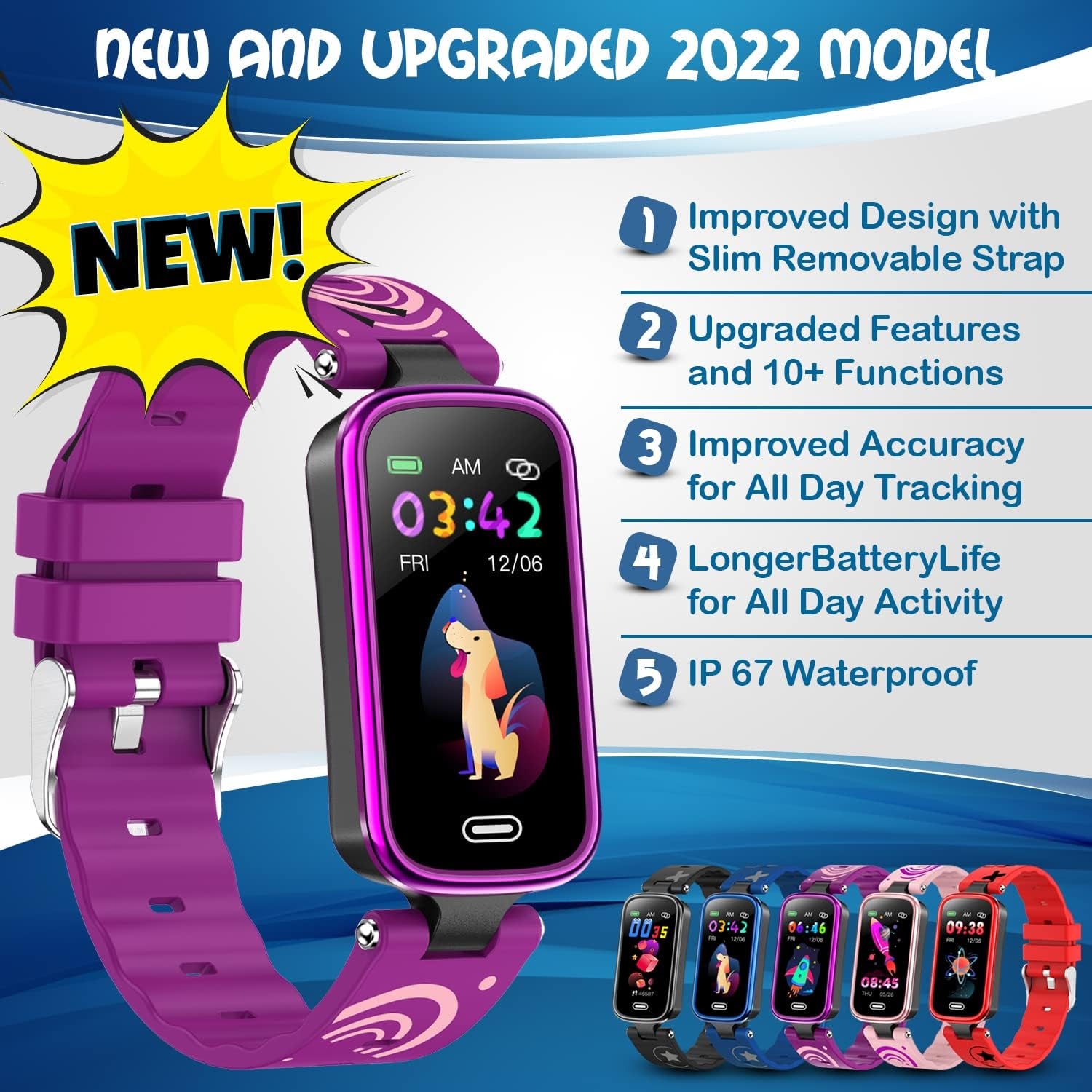 Kids Fitness Tracker for Age 5-16 (Purple)